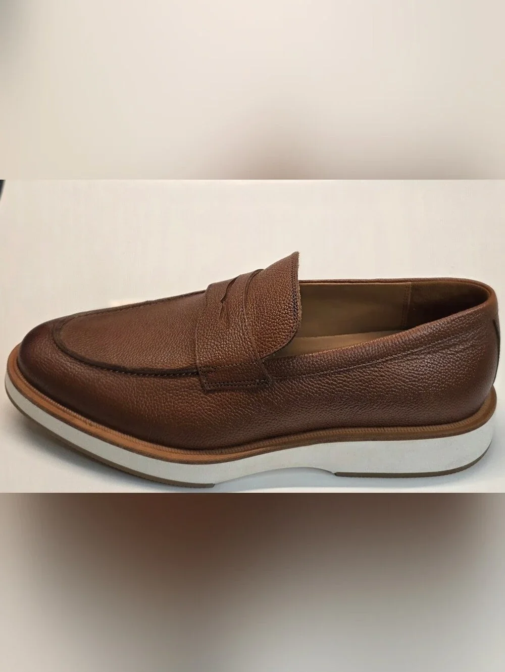 New Allen Edmonds Shoes Mens 10.5D Brown Benson Pebbled Leather Penny Loafer